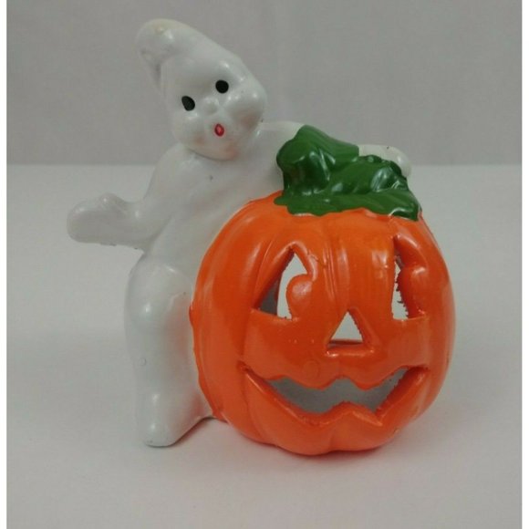 Vtg Robert Alan Candle Company 5" Tall Ghost Votive Lamp In Original Box #80023 - Picture 6 of 11